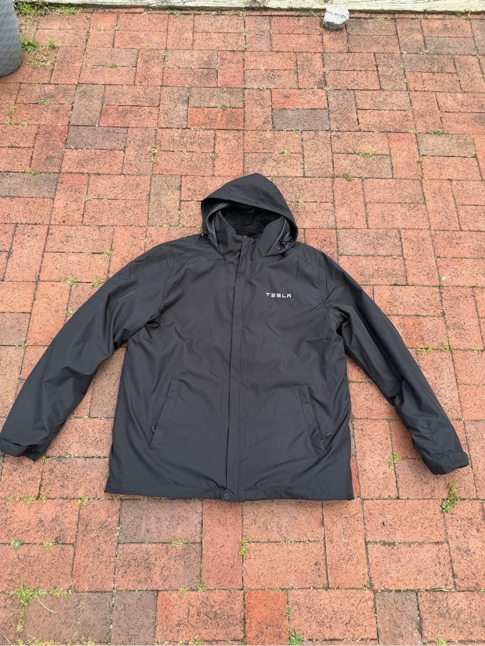 Tesla Black Hooded Performance Jacket with Tesla Logo